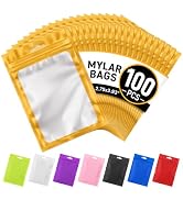 LOVOBAG 100PCS Mylar Bags Resealable Gold Small Smell Proof Bags 2.75x3.93 | Sealable Packaging B...