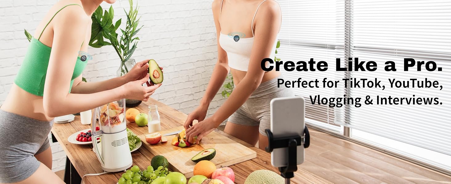 A vlogging microphone set next to a camera and travel gear, perfect for YouTube creators