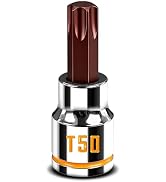 ZHAX T50 Torx Bit Socket 3/8 Inch Drive, Yellow Clear Embossed & Painted Mark Star Socket, Full P...