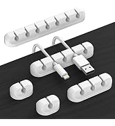 Cord Organizer Cable Management for Desk - 5 Packs White Cable Clips and Cord Keeper, The White S...