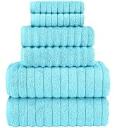 Elegant Comfort 100% Turkish Cotton Corduroy Ribbed Luxury Bath Towels 6-Piece Set, Premium Feel ...