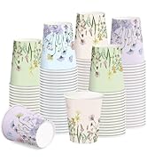RUSPEPA Disposable Paper Cups 9oz - 100 Pack Wild Flower Design Printed Paper Coffee Drinking Cup...