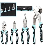 SHALL 4-Piece Pliers Set, Pliers Tool Set, 6" Diagonal Cutting Plier, 8" Long Nose Plier, 6" Slip...