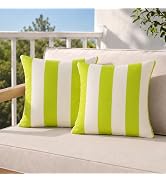 Western Home Pack of 2 Outdoor Waterproof Striped Throw Pillow Covers Yellow Green Decorative Pil...