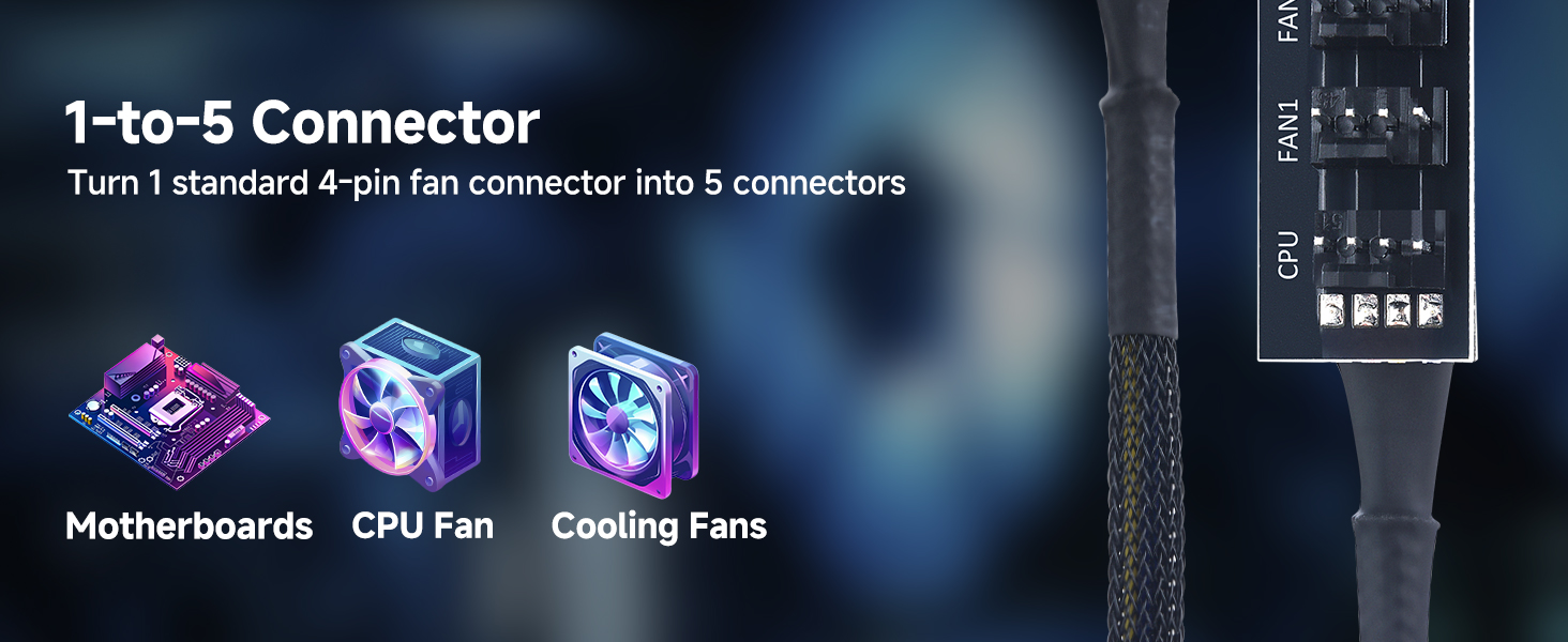 PC Case PWM Fan Hub (PC Fan Hub) 1-to-5 Way PC Fan Connector Adapter