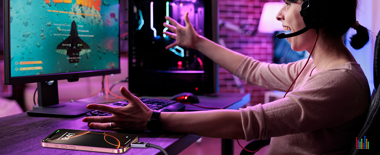 240W usb c to usb c cable with LED light