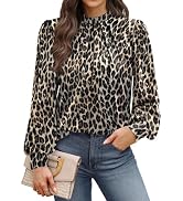 WIHOLL Long Sleeve Shirts for Women Mock Neck Tops Pleated Front Blouses Dressy Casual Fall Cloth...