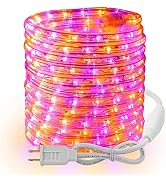 BrizLabs Orange & Purple Rope Lights, 18ft 216 LED Halloween Rope Lights, Clear Rope String Light...