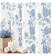 Colorful Star Cotton Shower Curtain for Bathroom, Light Blue Floral Shower Curtain 72x 72 in with...