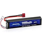 URGENEX Airsoft Battery 11.1V 1400mAh 60C High Discharge Rate Lipo Battery Pack with Dean-Style T...