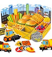 HonuGoGo Construction Birthday Party Supplies – 13 Pieces Table Decorations Kit with Food Tray, C...