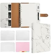FYY Leather A5 Binder Notebook - Refillable 6 Ring Planner With Pockets, Dividers, Refill Paper -...