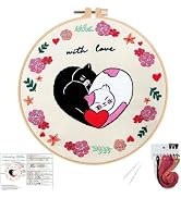 Louise Maelys Love Heart Cat Embroidery Kits for Beginners, DIY Cross Stitch Kits for Adults Star...