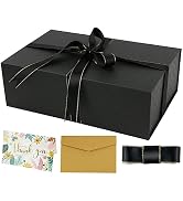 YINUOYOUJIA Gift Box14x9x4.5 Inches,Large Gift Box with Magnetic Closure Lid,Ribbon and Card,Blac...