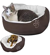 Evelots Pet Bed for Small Dogs/Cats, Removeable Machine Washable Sherpa Insert/Fleece Lining/Non-...