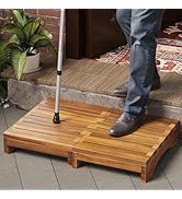 Wooden Platform Step Stool, Acacia Wood Outdoor Step Platform, 3.5" Height Steps for Outside, Woo...