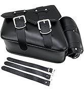 YOMTOVM Motorcycle Black Side Pouch PU Leather Saddlebags Saddle Bags Luggage Bag Replacement for...