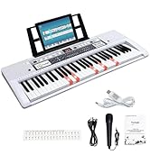 Funtaki 61 Key Electric Piano Keyboard with Lighted Keys, Digital Portable Synthesizer Keyboards ...