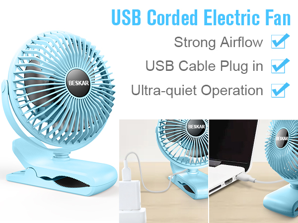 usb corded electric fan
