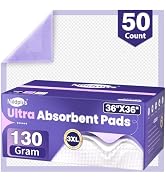 MILDPLUS Heavy Duty Underpads, 36''X36'' 50 Count Extra Large Chucks Pads Disposable Bed Pads, 3X...
