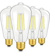 4-Pack Vintage 8W ST64 LED Edison Light Bulbs 100W Equivalent, 1400LM 5000K Daylight White, E26 B...