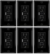 6 Pack Black 15A GFCI Outlet with USB Ports(Type A & C, 4.8A/24W Total Output), GFI Electrical Ou...