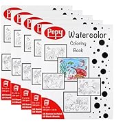 Pepy Watercolor Coloring Books 20 Sheets Total with 10 Plain and 10 Pre-Printed Design Sheets; 9 ...