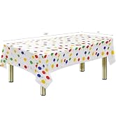 KAshack Plastic Table Cloth Disposable 108” x 54” Rectangle Colorful Balloons Tablecloths for Hap...