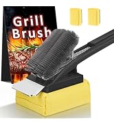 BBQ Grill Brush with Scraper-Removable BBQ Clearning Brush Head with Wire Bristles Brush & 2 Stea...