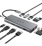 USB C HUB, Upgraded TOTU 13 in 1 Type C Hub Dongle Adapter (4K Dual HDMI&DP,75W PD), Triple Displ...