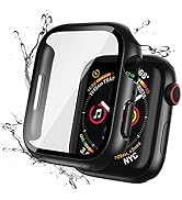 2 Pack Case with Tempered Glass Screen Protector for Apple Watch Series 7 45mm, Built-in Seal Rin...
