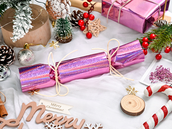 Burymento Pink Star Holographic Wrapping Paper