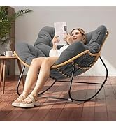 FZGhome Papasan Chair with Cushion, Oversized Outdoor Rocking Chair, Patio Egg Chair Outdoor, Wic...