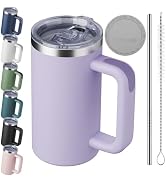 VAKAROTK 20oz Insulated Coffee Mug With Handle For Desk,Light Purple | 18/8 Stainless Steel Therm...