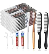 Gisdo 100pcs Disposable Toothbrushes with Toothpaste and Comb Floss Individually Wrapped,4-in-1 B...