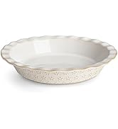 MALACASA Pie Pan, Stoneware Pie Dish for Baking, 45 OZ Deep Dish Pie Pans 9 Inch, Embossed Quiche...