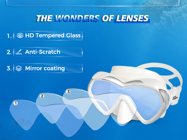 Scuba Diving Snorkel Goggles, Adult Mirror Swim Mask Single Lens Swim Goggles Nose Cover