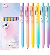 Drawdart Gel Pens, 6 Pcs Smooth Writing No Bleed & Smear, Black Ink Cute Fine Point (0.5mm), Retr...