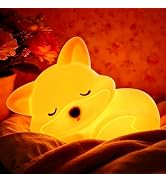 YR YRHH-PET Cute Fox Lamp, Squishy Animal Night Light for Kids Baby Nursery | Rechargeable Touch ...