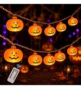 2 Pack Halloween Lights Indoor Pumpkin Decorations Decor Twinkling Pumpkins Light up Twinkle Stri...