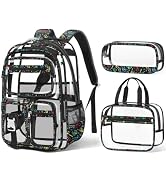 Fimibuke Clear Backpack for Boys, 3PCS Heavy Duty PVC Transparent Boys Backpack with Lunch Box & ...