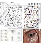 1700Pcs Self Adhesive Face Gems and Pearls for Makeup 3/4/5/6 mm DIY Face Gems Stick on, Eyes, Bo...