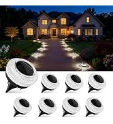 Gahomlumy Solar Ground Lights Outdoor, 8 Pack 2.8 inch Solar Powered Pathway Lights IP67 Waterpro...