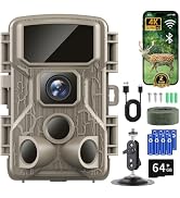 Punvoe Trail Camera 64MP 4K HD Game Camera with 100ft Night Vision 0.1s Trigger Time Motion Activ...