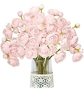 Letjolt Ranunculus Artificial Flower Pink Silk Flowers Faux DIY Bouquet for Wedding Engagement Ce...