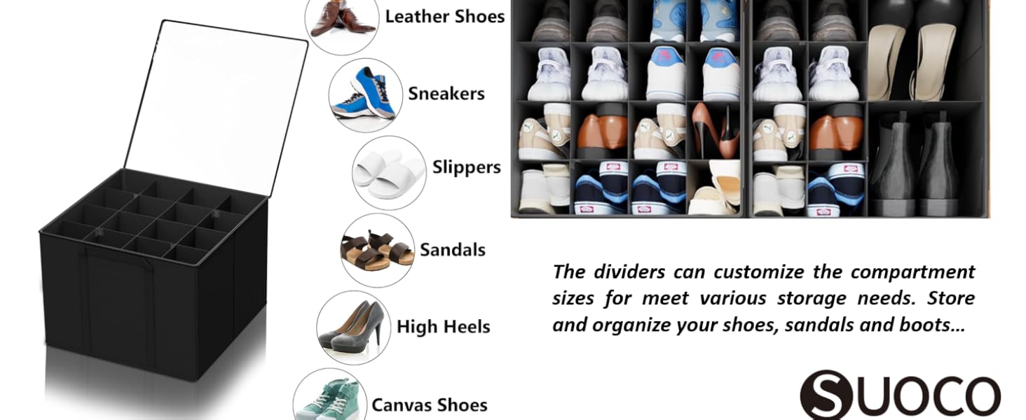 SUOCO 2 Pack Shoe Organizer for Closet, Fits up to 32 Pairs