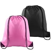PLULON 2Pcs Drawstring Bags Bulk Drawstring Backpack Pink Black String Backpack Cinch Sack Sport ...