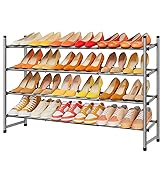 Tajsoon Expandable Shoe Rack for Closet 4 Tier, 29“-41“Adjustable & Stackable Shoe Shelf Storage,...