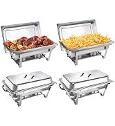 Chafing Dishes for Buffet 4 Pack, 9QT Full Size Rectangular Chafing Dish Buffet Set, Stainless St...