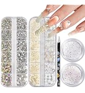 Nail Rhinestones and Pearls Nail Charms, HAOZHER 11000 PCS Crystals Nail Gems and Rhinestones for...